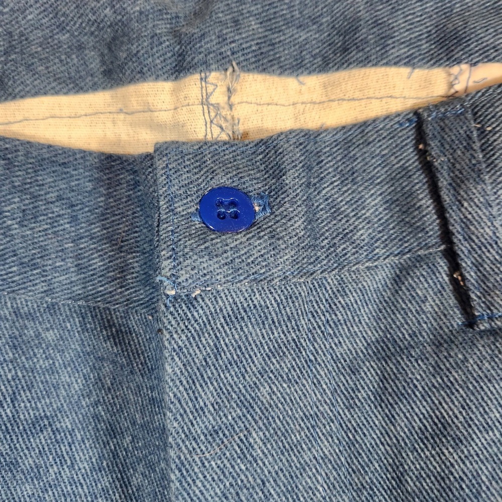 Vintage 70sCustom Handmade Blue Denim Trousers Mens Straight Leg Workwear Pants - Picture 4 of 10
